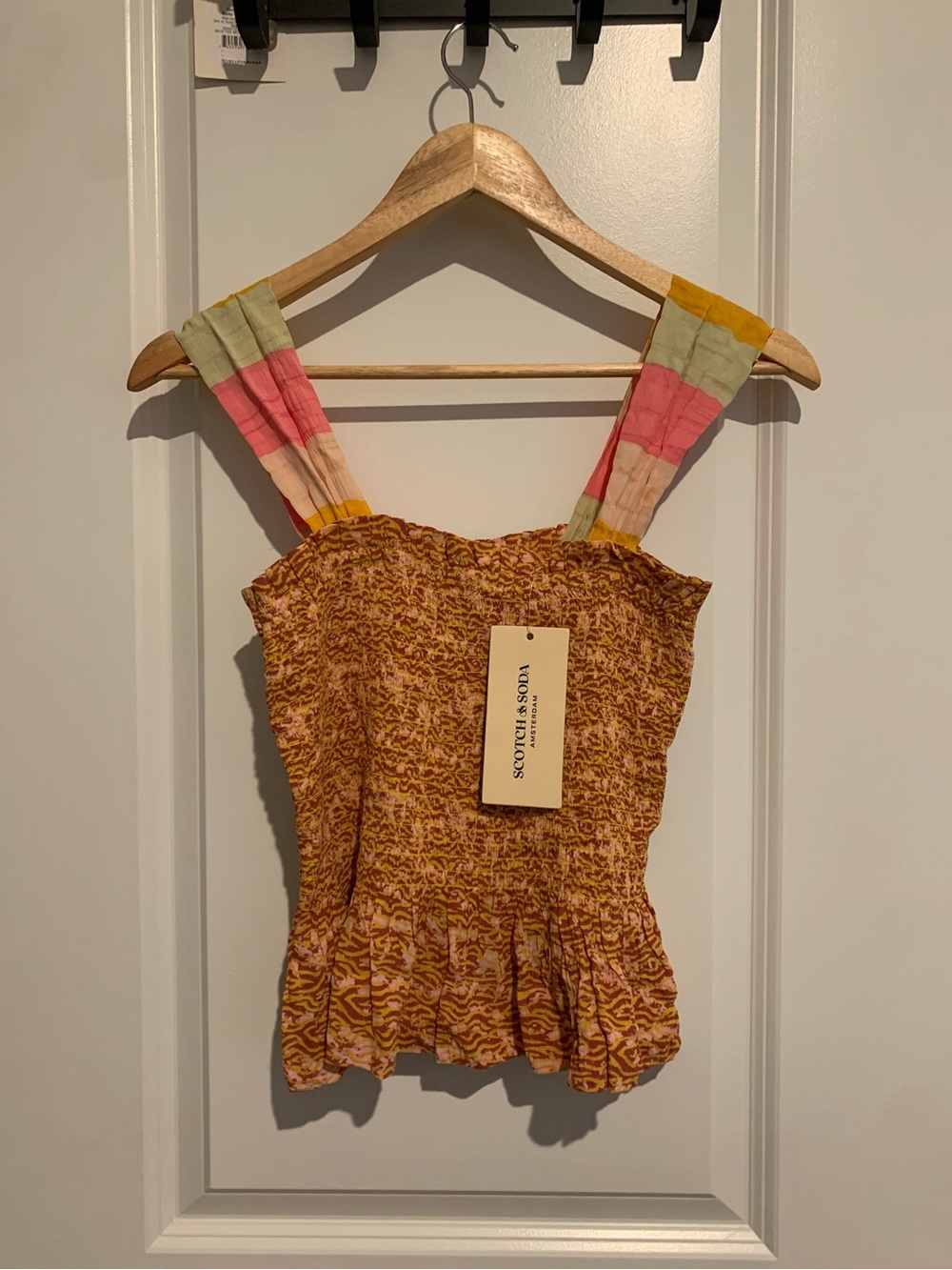 Scotch & Soda Smocked Striped Strap Summer Coastal Beach Tank Top Size Small NWT - Picture 5 of 6